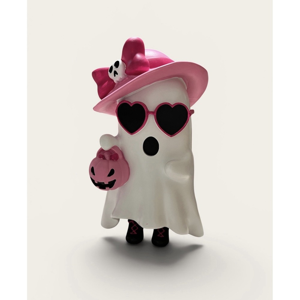Pink Sassy Ghost Girl Figurine Halloween Decor Heart Sunglasses New 10in